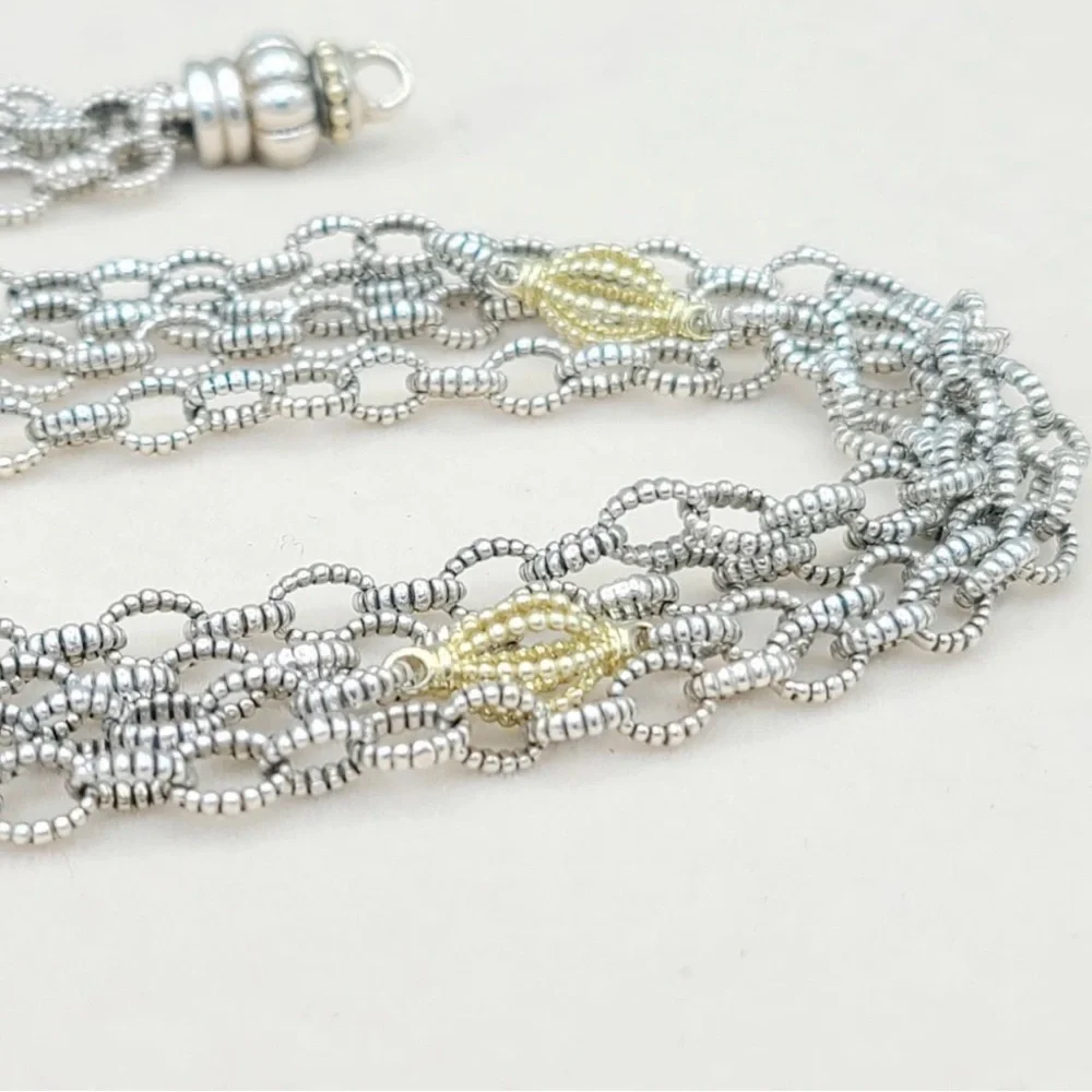 LAGOS Multi-Strand Silver Necklace with Gold Accents
